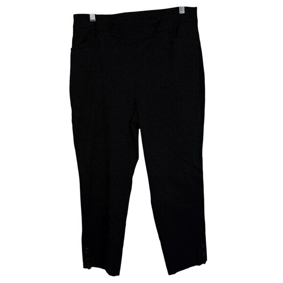 Chicos 1.5 Stretch Ponte Ankle Pants size Medium Black dotted Pattern Pull on - Picture 2 of 12